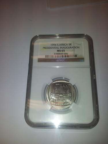 MS65 RSA 1994 INAUGURATION NGC GRADED COIN + free 2011 SARB Anniversary R5 Uncirculated coin!!